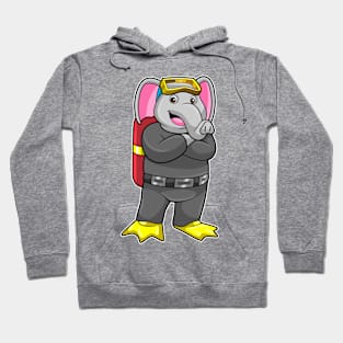 Elephant as Diver with Diving goggles Hoodie